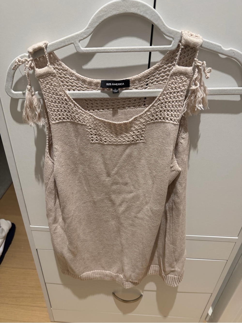 525 America Cream Crochet-Trim Sleeveless Knit Top with Ties